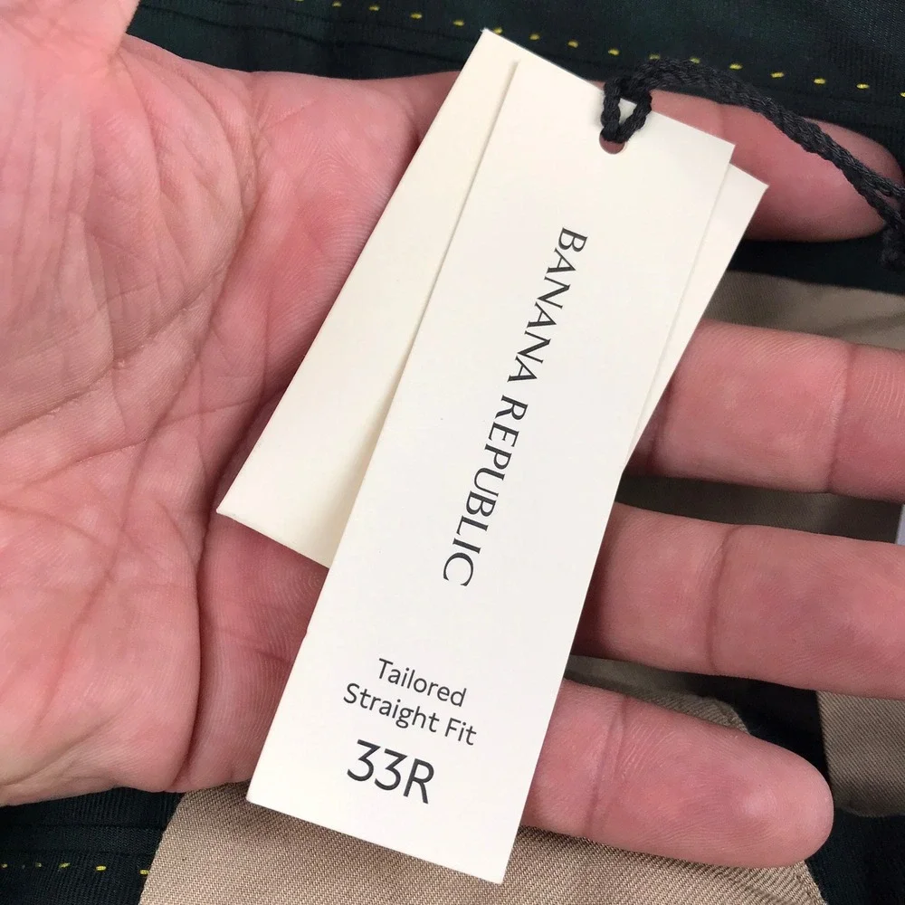 Banana Republic Dress Pants Mens 33R Grey Wool Silk Tailored Straight Fit NWT